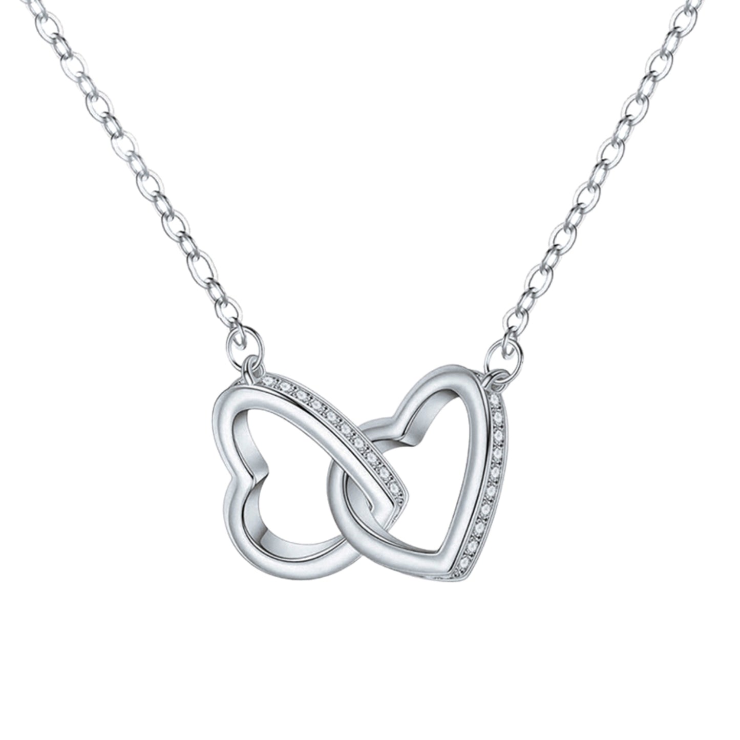 Colier din argint cu inimioare si cristale zirconiu cesini