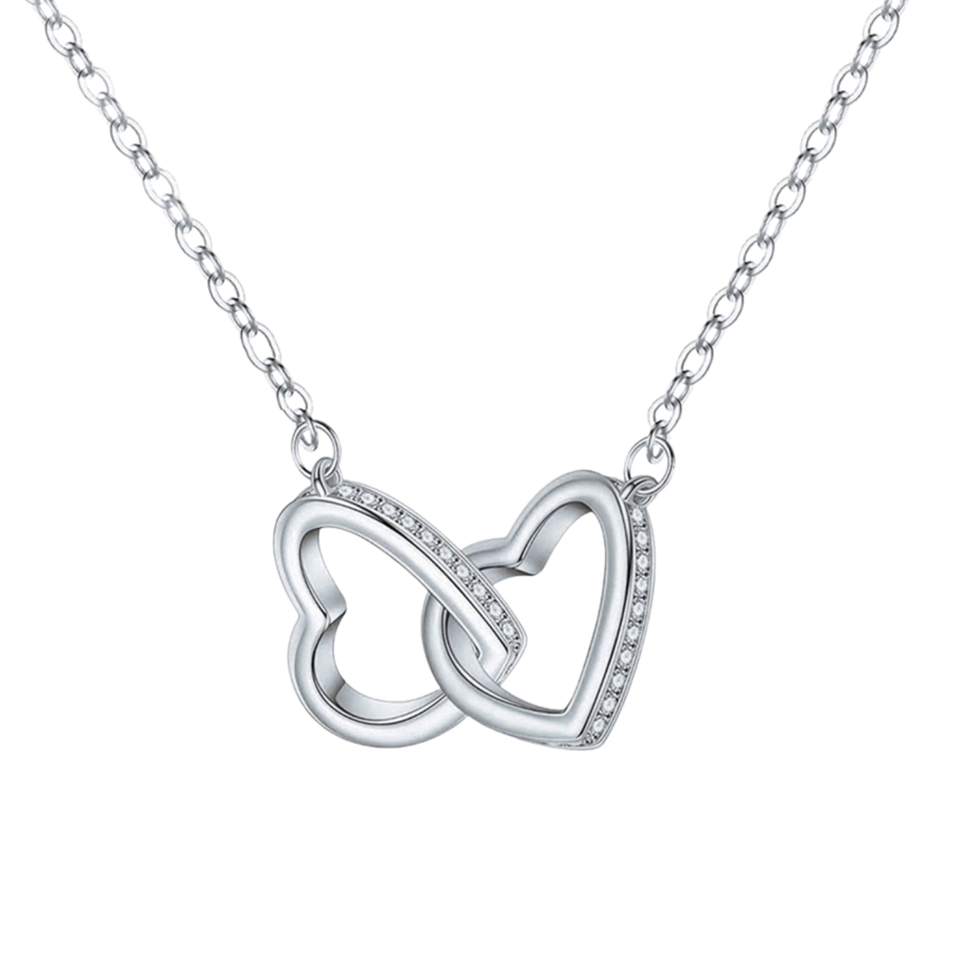 Colier din argint cu inimioare si cristale zirconiu cesini