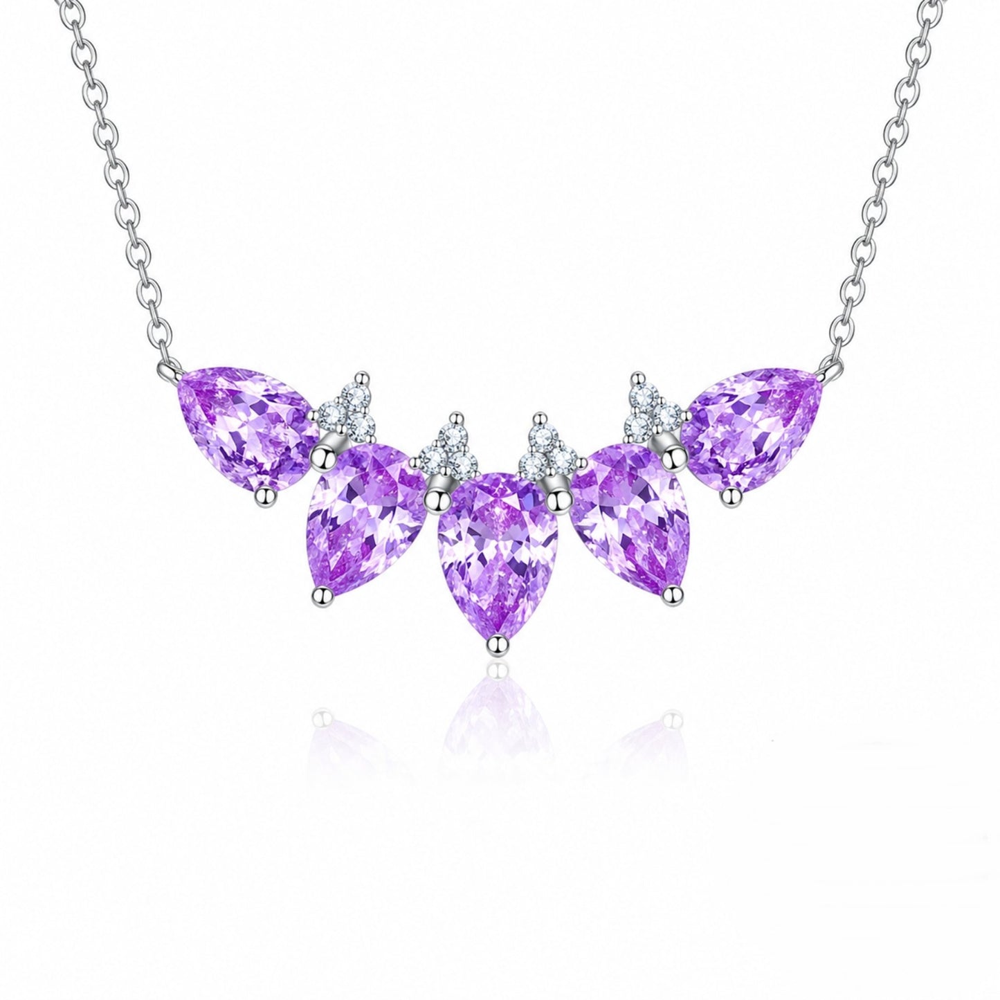 Colier din argint cu topaz albastru si zirconiu lacrima cesini