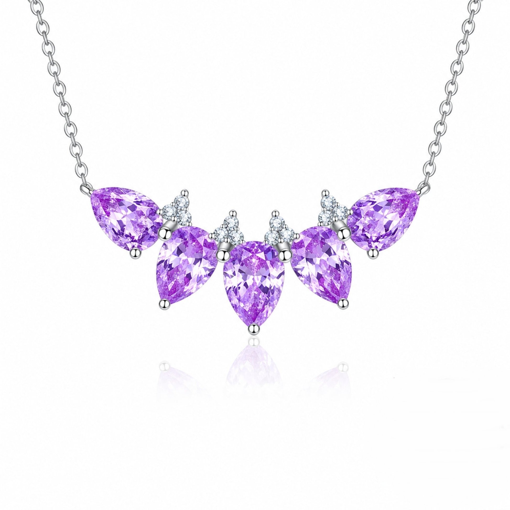 Colier din argint cu topaz albastru si zirconiu lacrima cesini