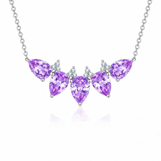 Colier din argint cu topaz albastru si zirconiu lacrima cesini