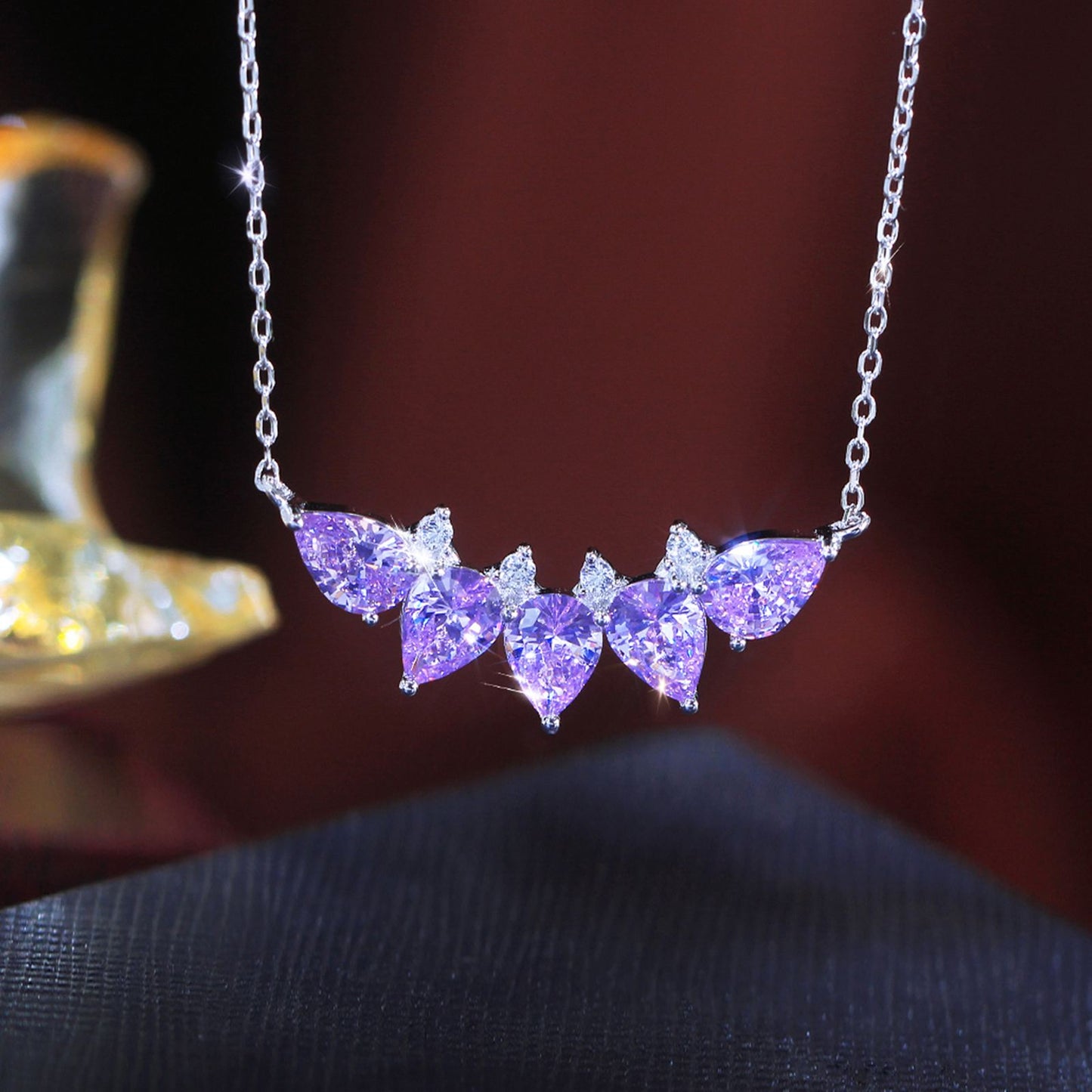 Colier din argint cu topaz albastru si zirconiu lacrima cesini cadou