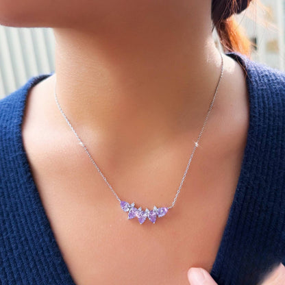 Colier din argint cu topaz albastru si zirconiu lacrima cesini femei
