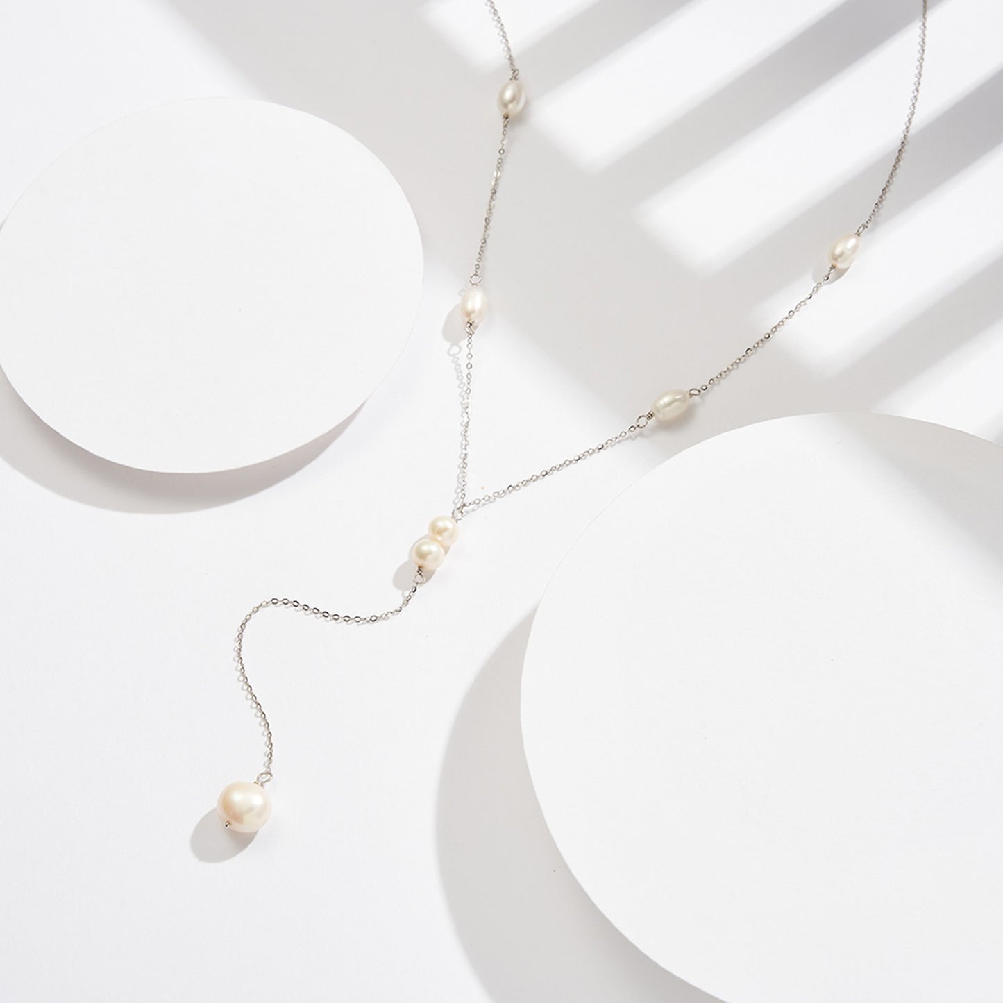 Colier din argint lung elegant cu perle naturale cesini cadou