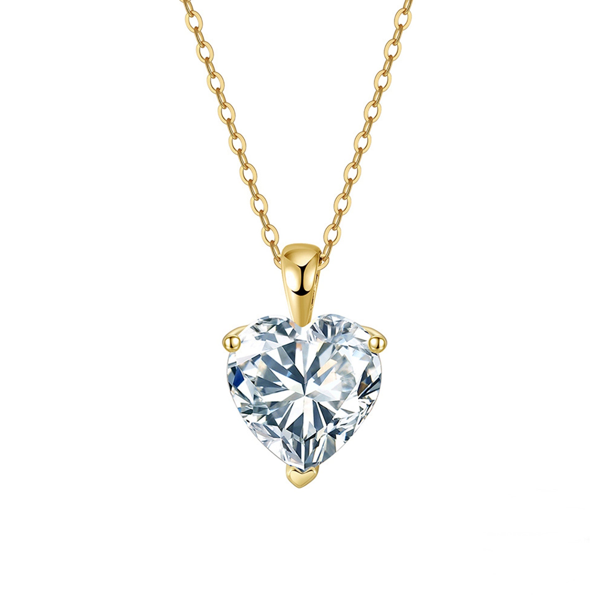 Colier din argint elegant placat cu aur inima cu cristale zirconiu cesini