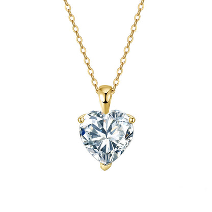 Colier din argint elegant placat cu aur inima cu cristale zirconiu cesini