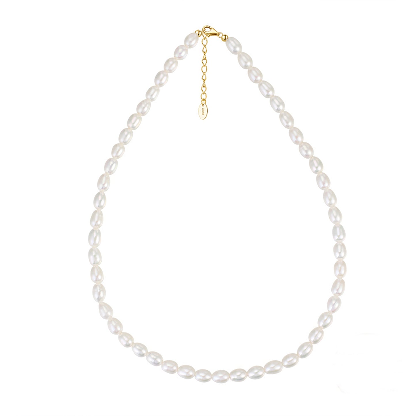 Colier din argint elegant placat cu aur cu perle naturale cesini