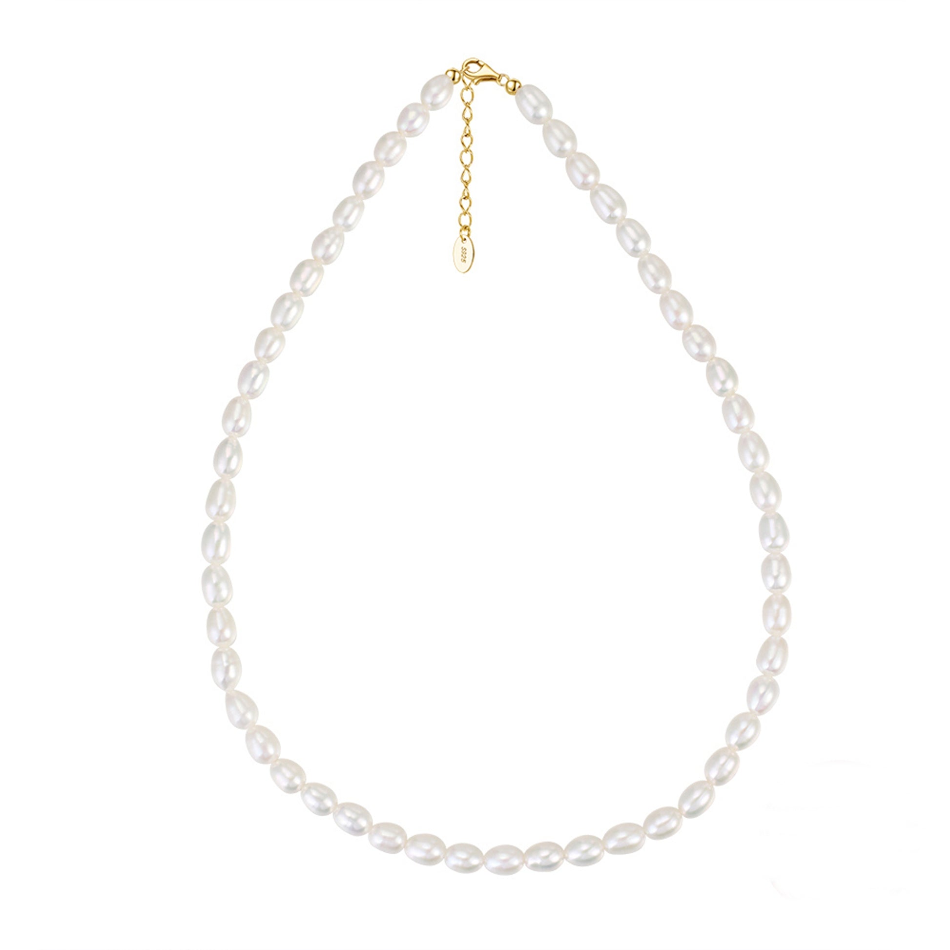 Colier din argint elegant placat cu aur cu perle naturale cesini
