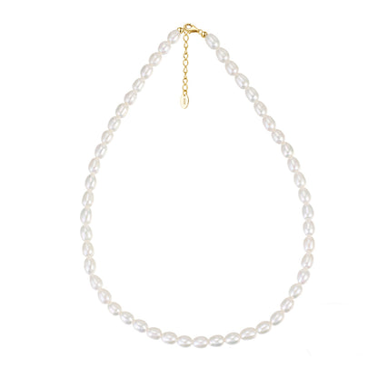 Colier din argint elegant placat cu aur cu perle naturale cesini