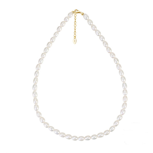 Colier din argint elegant placat cu aur cu perle naturale cesini