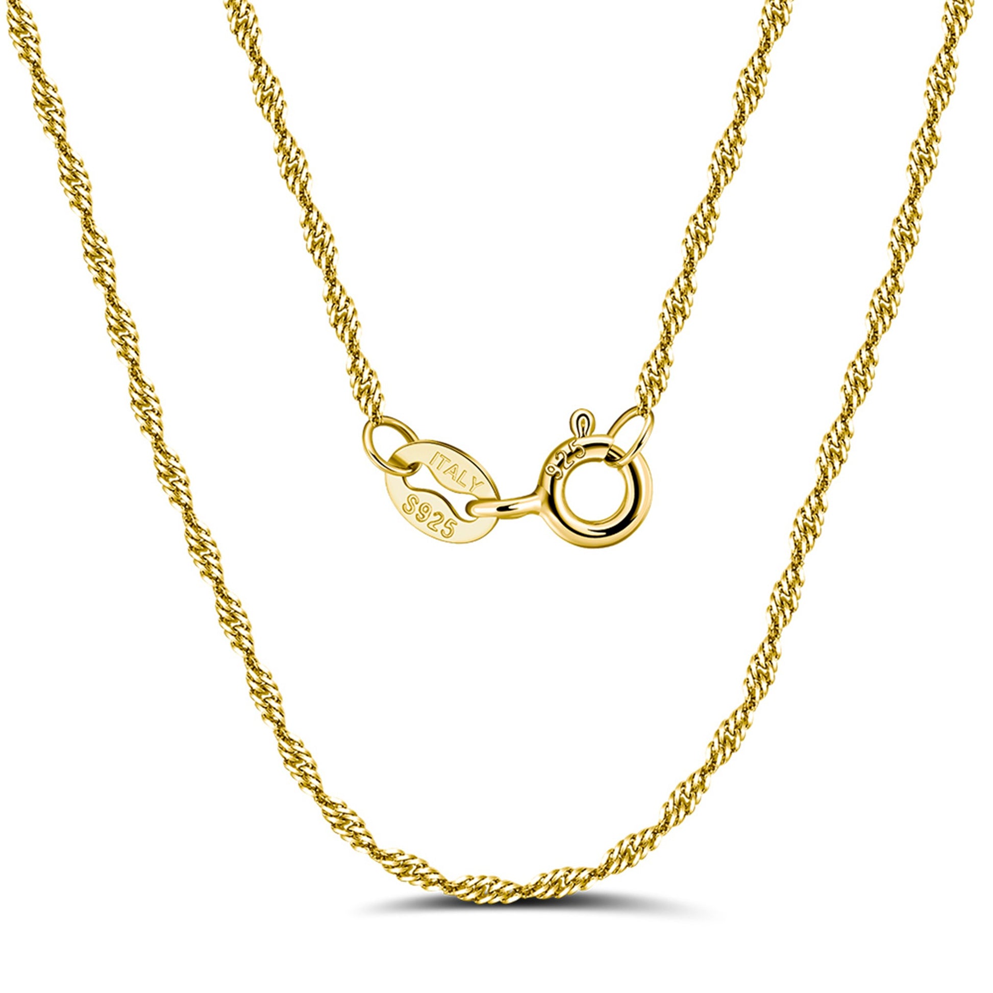 Lantisor din argint elegant placat cu aur simplu fara pietre singapore rope cesini