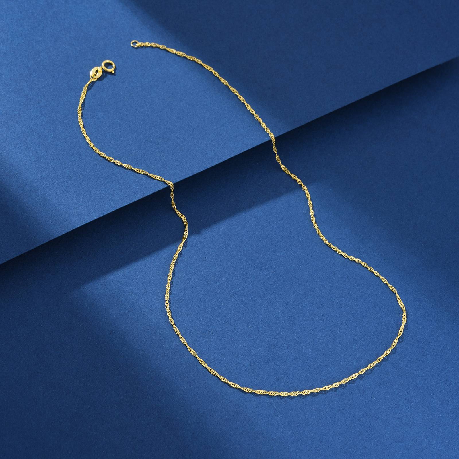 Lantisor din argint elegant placat cu aur simplu fara pietre singapore rope cesini cadou