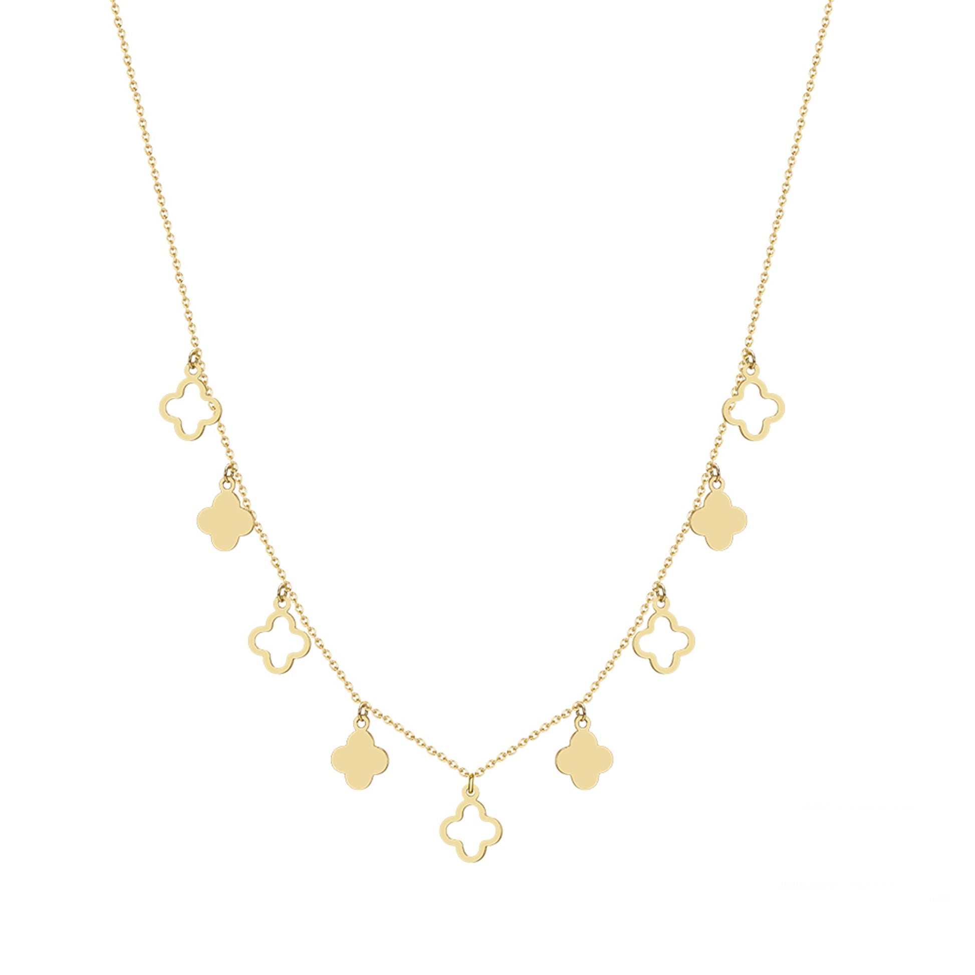 Colier din argint elegant placat cu aur cu trifoi clover cesini