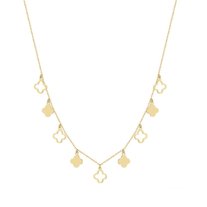 Colier din argint elegant placat cu aur cu trifoi clover cesini