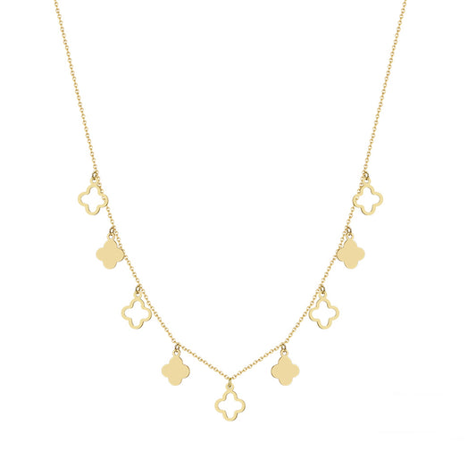 Colier din argint elegant placat cu aur cu trifoi clover cesini