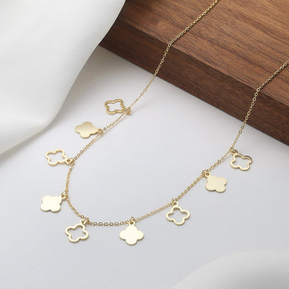 Colier din argint elegant placat cu aur cu trifoi clover cesini cadou