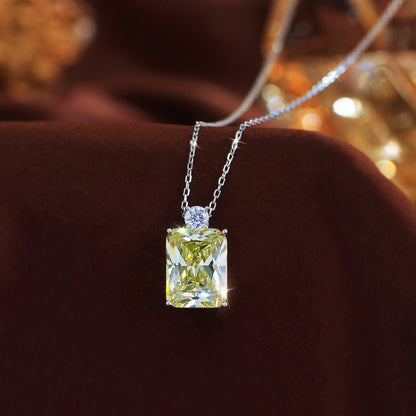 Colier din argint rectangular cu citrin si zirconiu cesini cadou