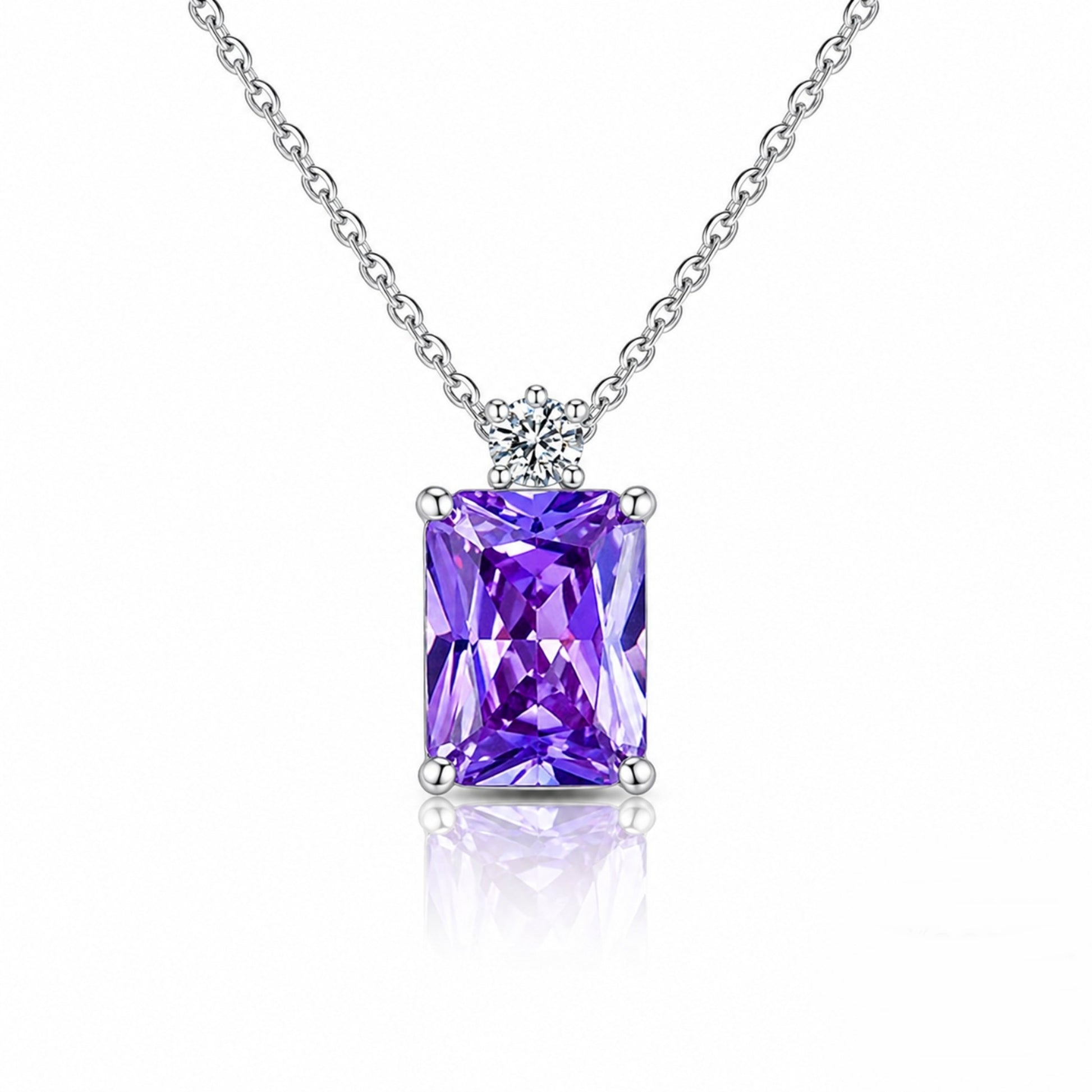 Colier din argint rectangular cu topaz albastru si zirconiu cesini
