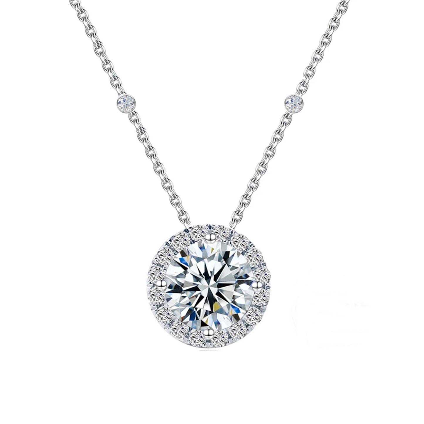 Colier din argint elegant rotund cu cristale zirconiu cesini