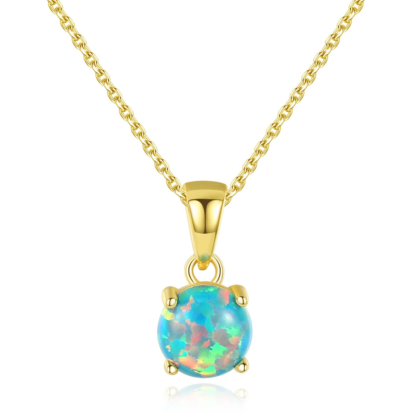 Colier din argint elegant rotund placat cu aur cu opal cesini