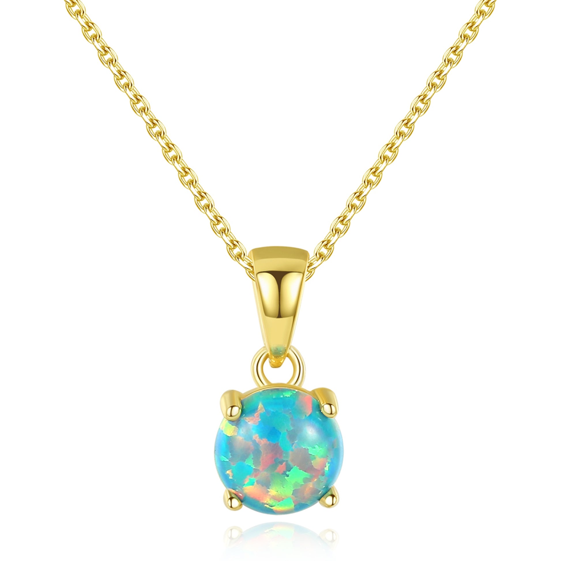 Colier din argint elegant rotund placat cu aur cu opal cesini