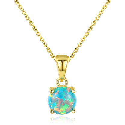 Colier din argint elegant rotund placat cu aur cu opal cesini