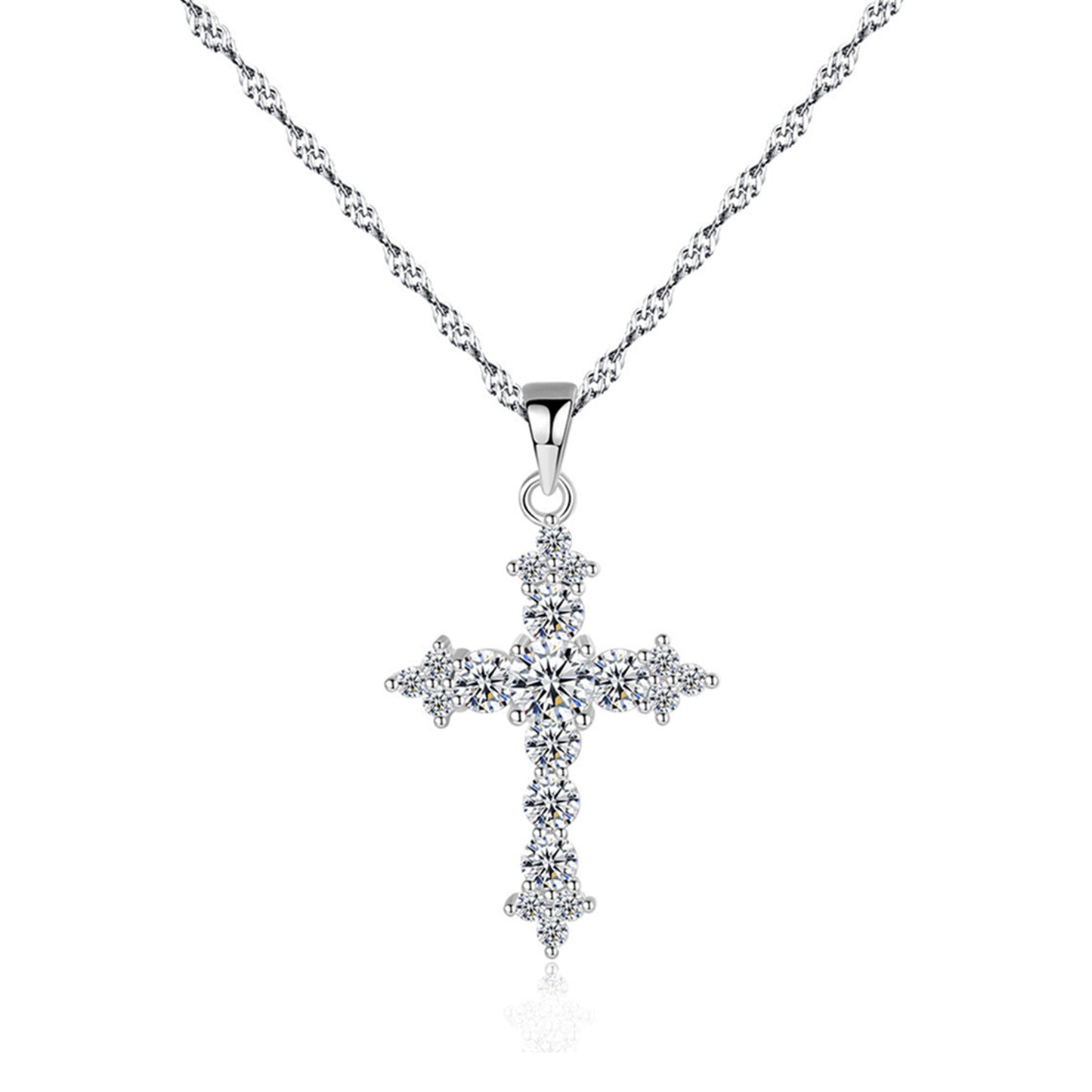 Colier lantisor din argint cu pandantiv cruce cu zirconiu cesini