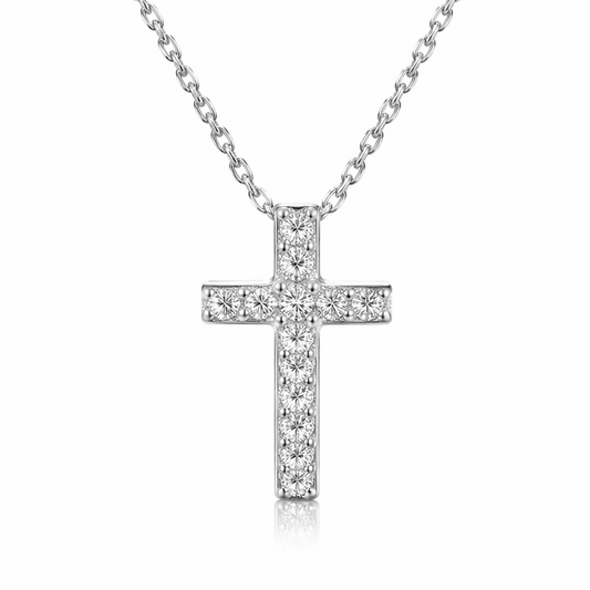 Colier lantisor din argint cu pandantiv cruce cu zirconiu cesini