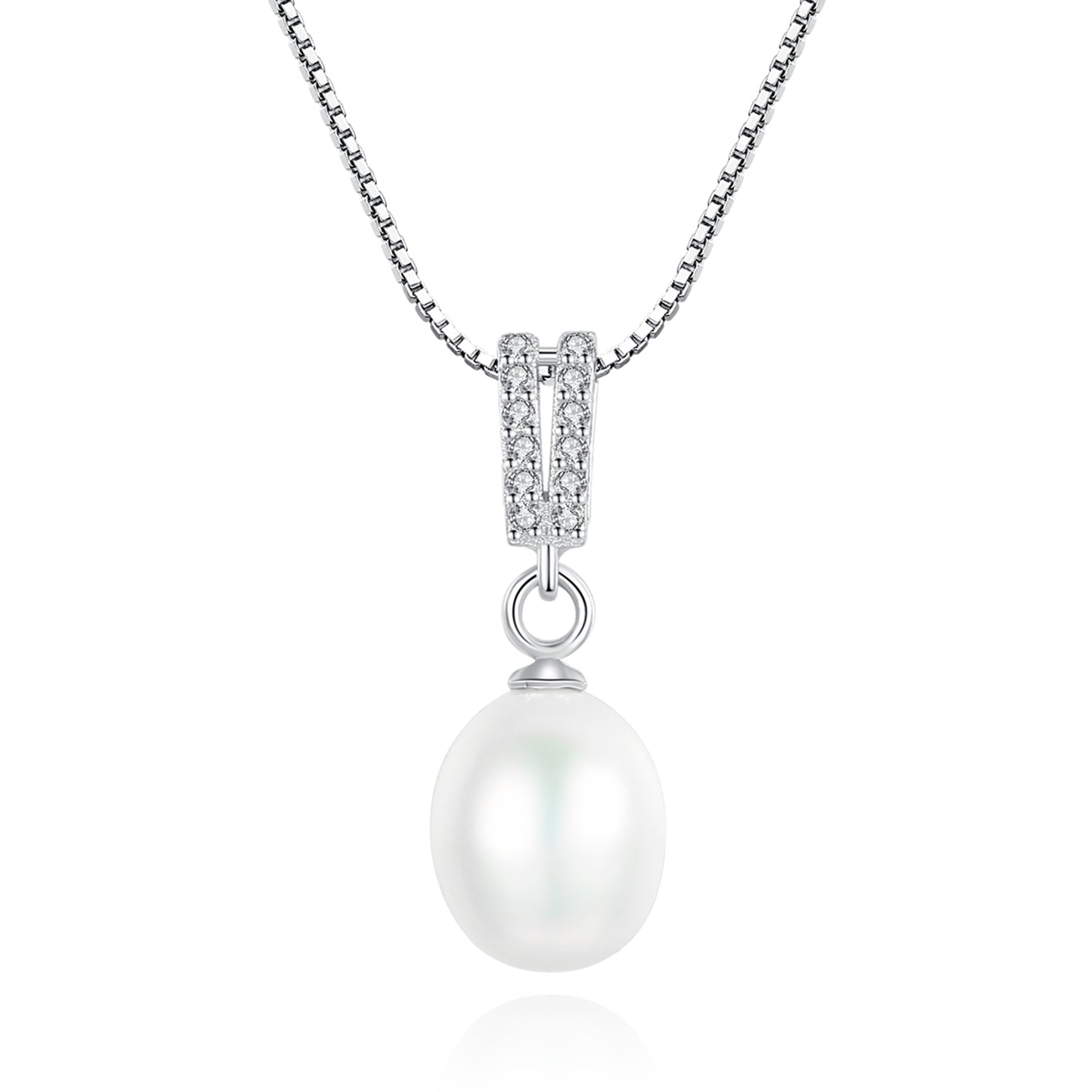 Colier lantisor din argint elegant cu perle naturale si cristale zirconiu cesini