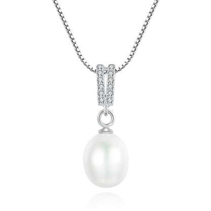 Colier lantisor din argint elegant cu perle naturale si cristale zirconiu cesini