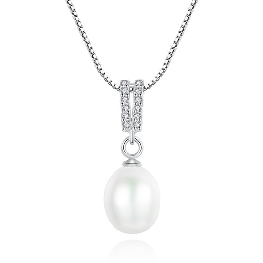 Colier lantisor din argint elegant cu perle naturale si cristale zirconiu cesini