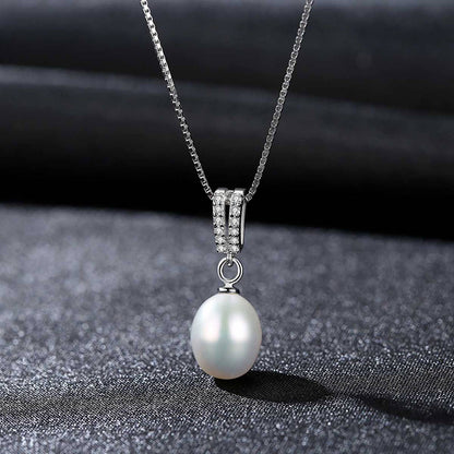 Colier lantisor din argint elegant cu perle naturale si cristale zirconiu cesini cadou
