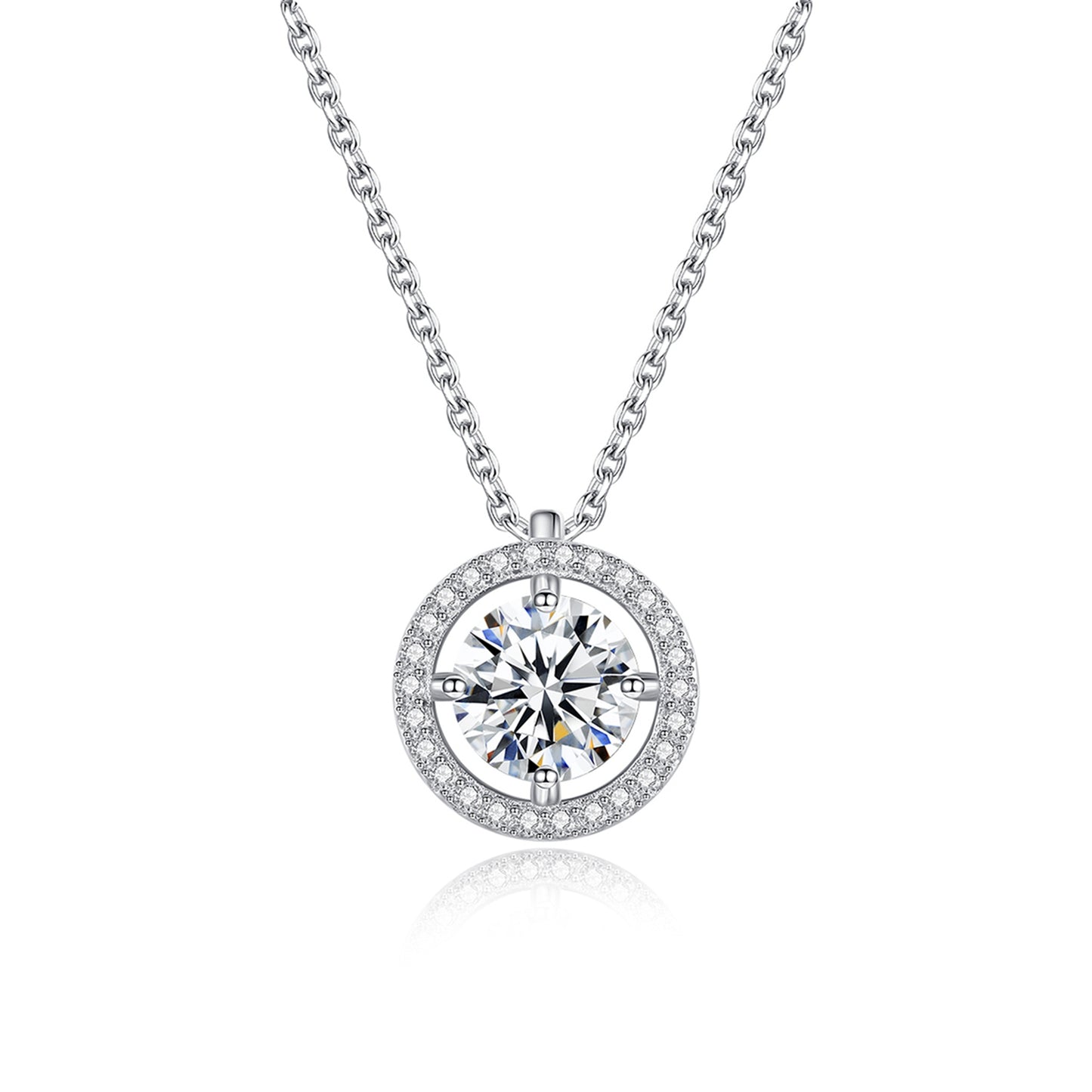 Colier lantisor din argint elegant rotund cu moissanite cesini