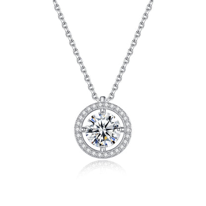 Colier lantisor din argint elegant rotund cu moissanite cesini