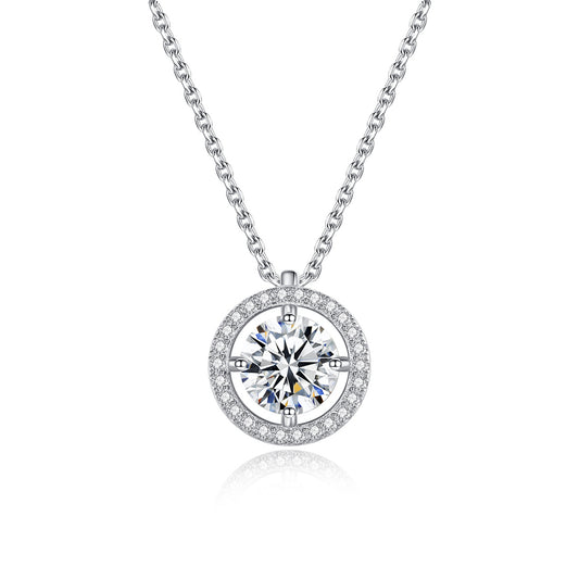 Colier lantisor din argint elegant rotund cu moissanite cesini