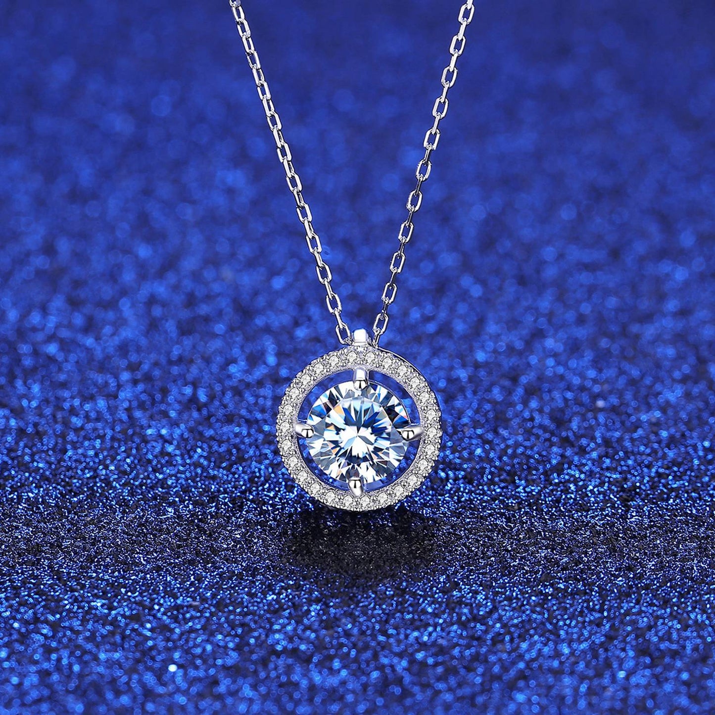 Colier lantisor din argint elegant rotund cu moissanite cesini cadou
