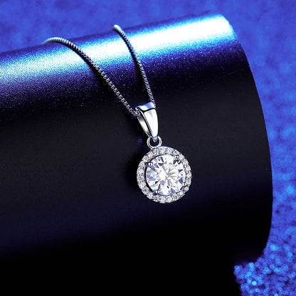 Set din argint elegant rotund colier si cercei cu moissanite cesini colier cadou