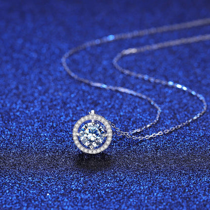 Colier lantisor din argint elegant rotund cu moissanite cesini femei