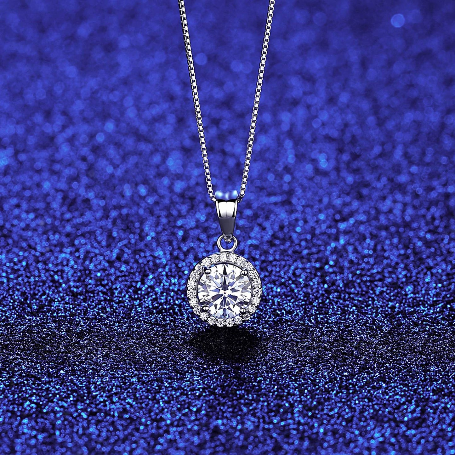 Colier lantisor din argint elegant rotund cu moissanite cesini femei