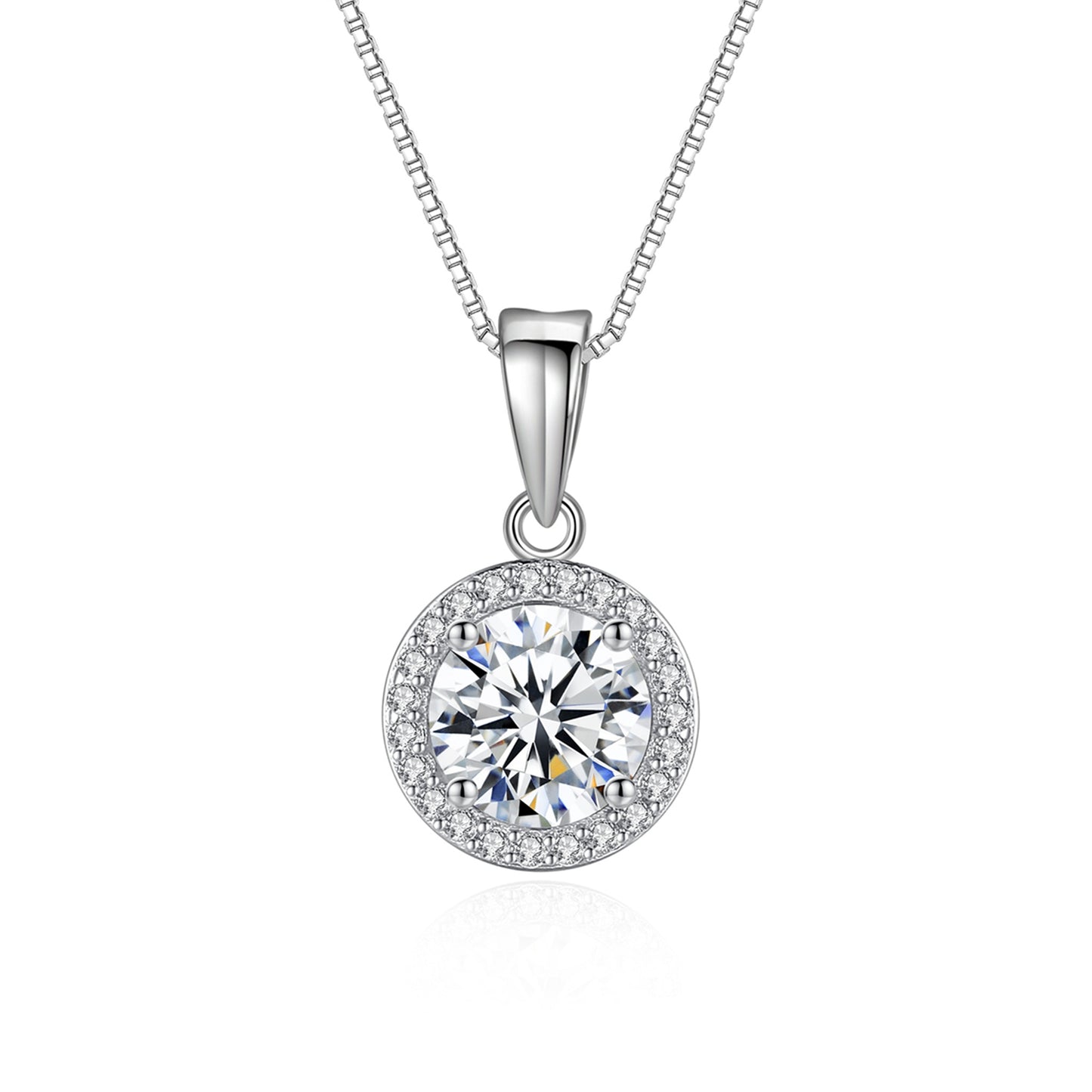 Colier lantisor din argint elegant rotund cu moissanite cesini