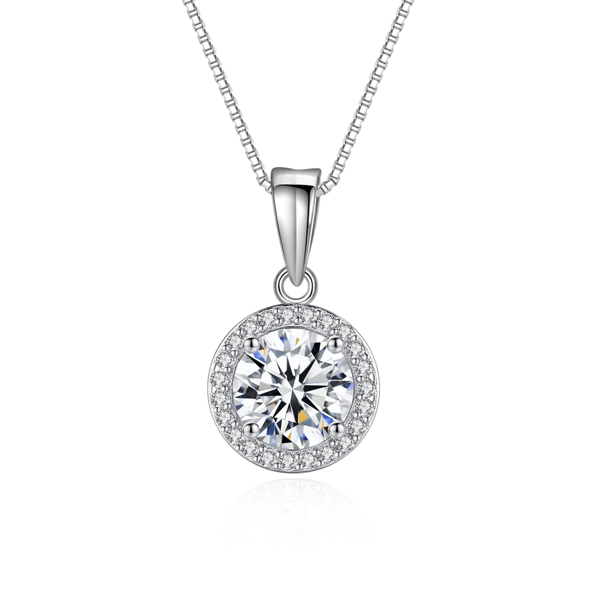 Colier lantisor din argint elegant rotund cu moissanite cesini