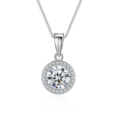 Colier lantisor din argint elegant rotund cu moissanite cesini