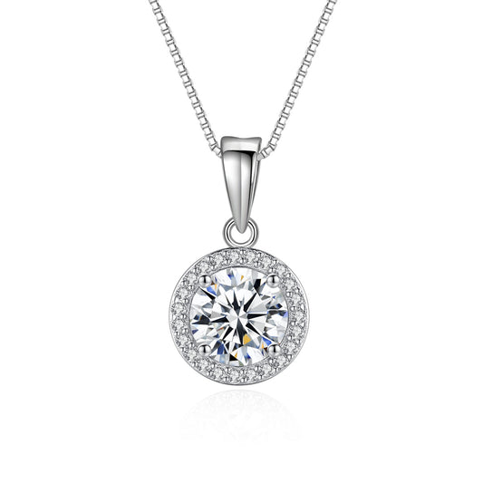 Colier lantisor din argint elegant rotund cu moissanite cesini