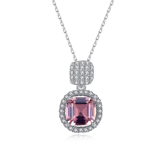 Colier lantisor din argintelegant rotund cu morganit si cristale zirconiu cesini