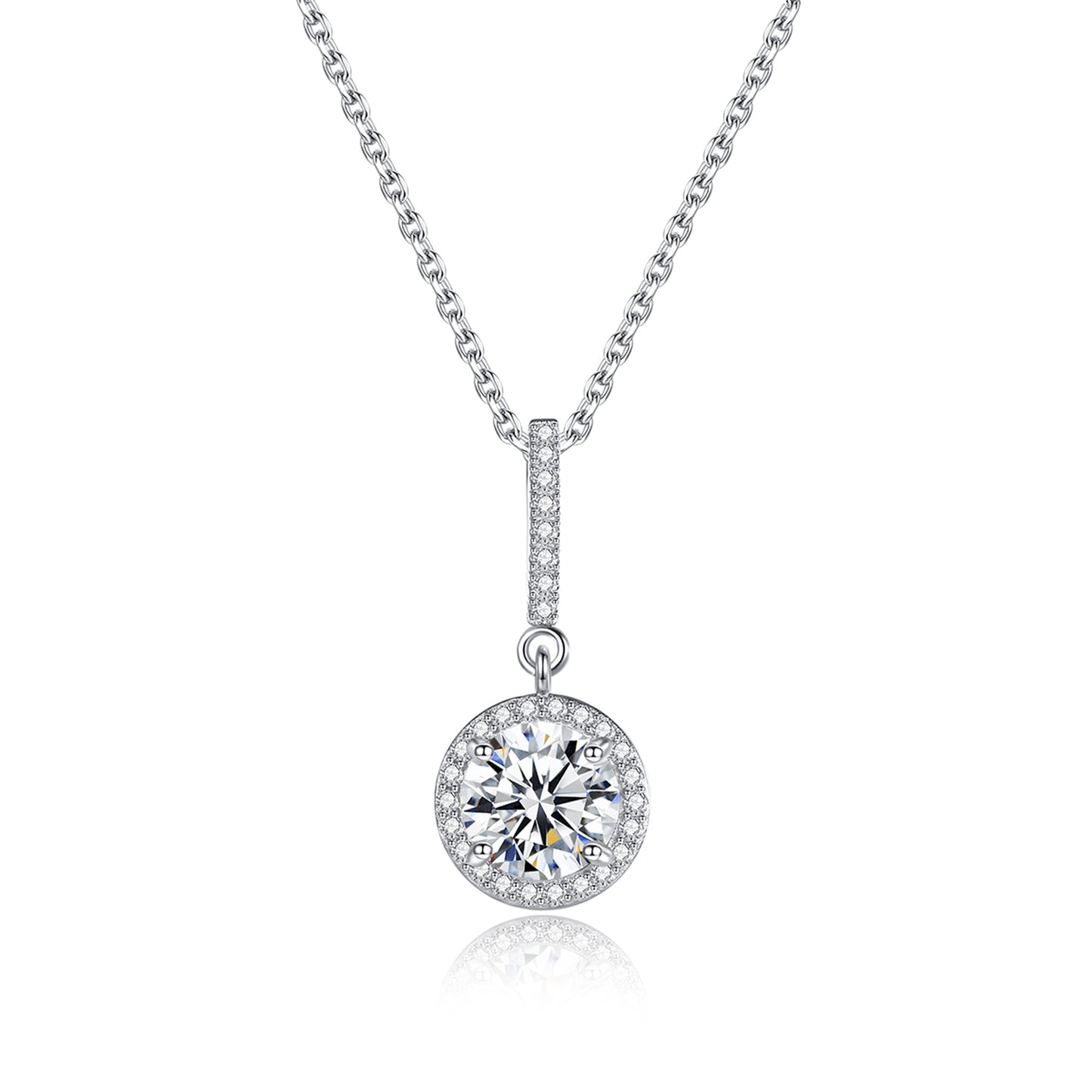 Colier lantisor din argint elegant rotund cu moissanite cesini