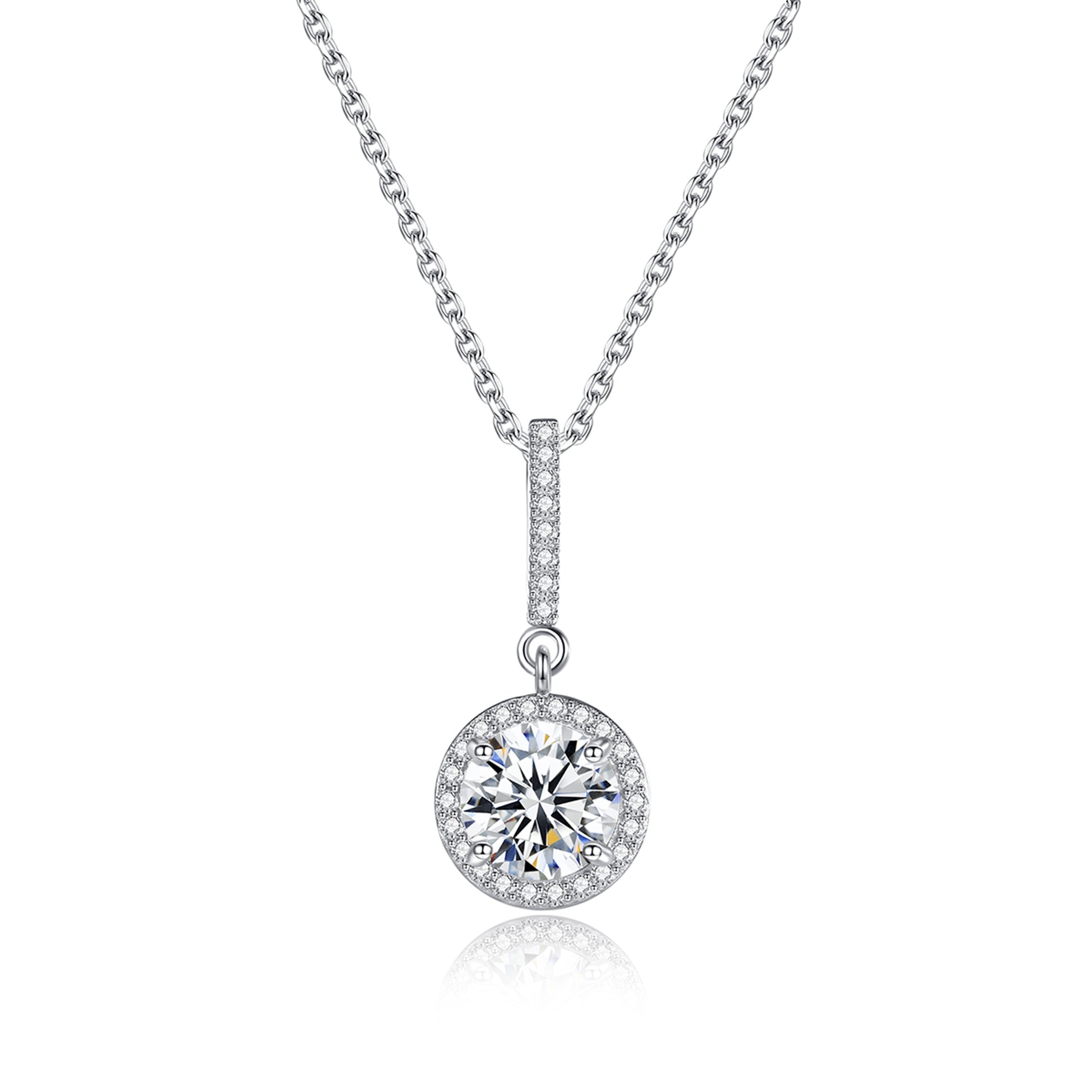 Colier lantisor din argint elegant rotund cu moissanite cesini