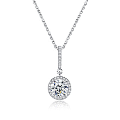 Colier lantisor din argint elegant rotund cu moissanite cesini