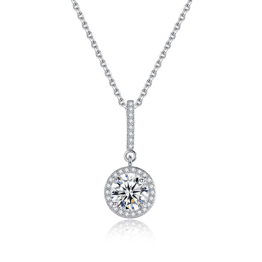 Colier lantisor din argint elegant rotund cu moissanite cesini