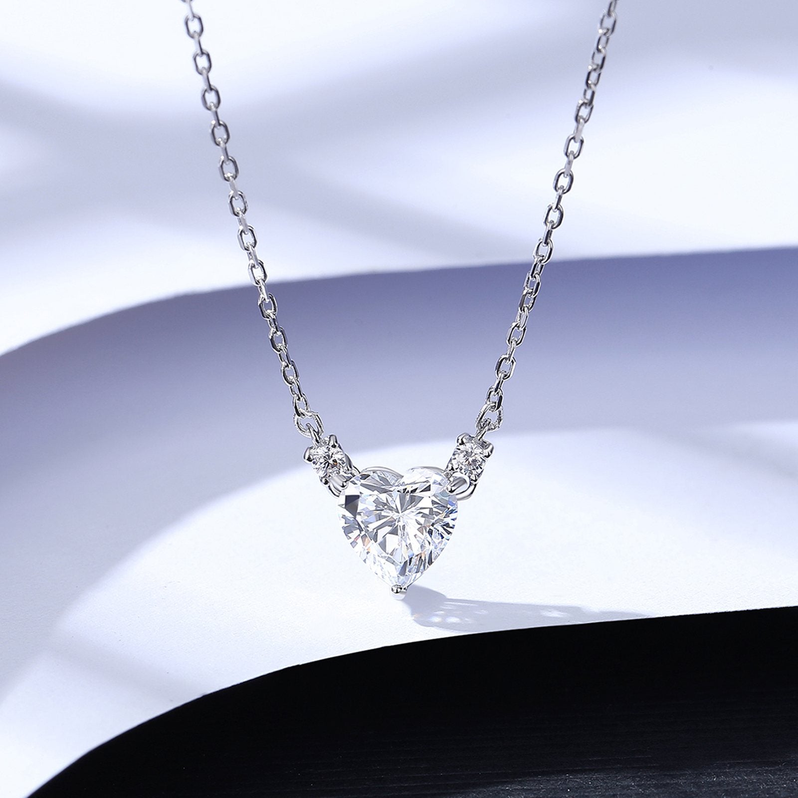 Colier lantisor din argint inima cu cristale zirconiu cesini femei