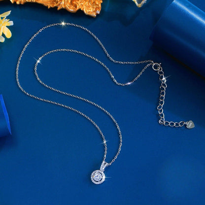 Colier lantisor din argint cu pandantiv rotund elegant cu zirconiu cesini cadou